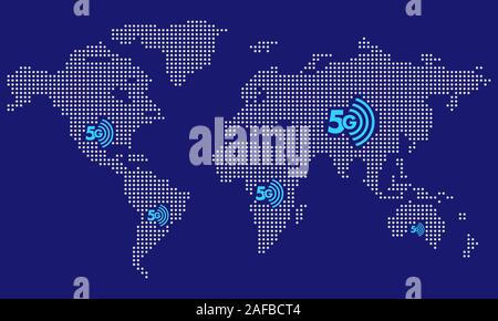 Dotted World map vector, isolated background. Flat Earth, blue map template for web site pattern, annual report, infographic. Globe similar worldmap Stock Vector