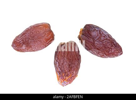 Date Fruit, Deglet Nour or King Date Fruit isolated on white Background Stock Photo