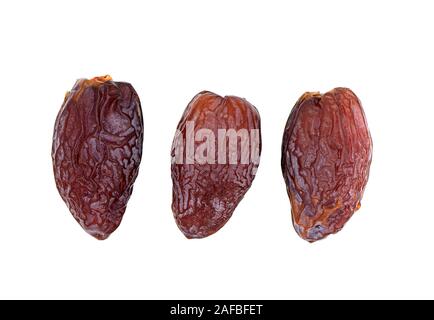 Date Fruit, Deglet Nour or King Date Fruit isolated on white Background Stock Photo