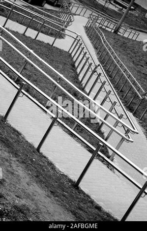 Metal handrail. Metal handrail on the road Stock Photo