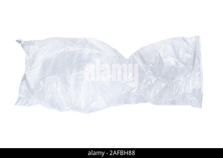 Crumpled Clear Plastic Bag Isolated On White Background Stock