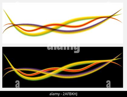 Intersection of abstract multi-colored curving lines on a white and black background for design and decoration. Stock Vector