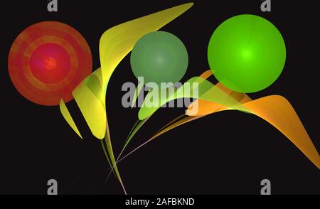 Fractal image: beautiful colorful glowing balls of different size. Stock Photo