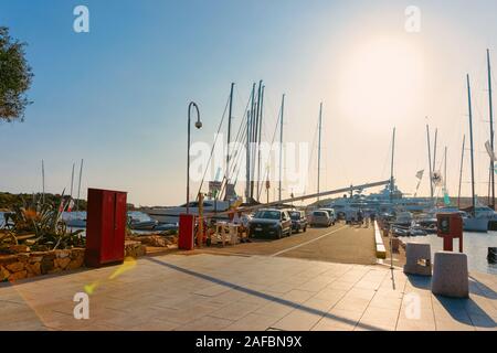 Entrance into parking at Marina luxury yachts Porto Cervo Stock Photo