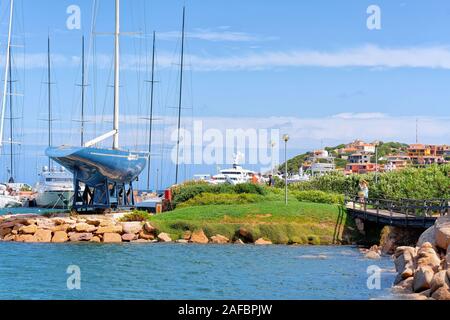 Marina and luxury yachts Mediterranean Sea Porto Cervo Stock Photo