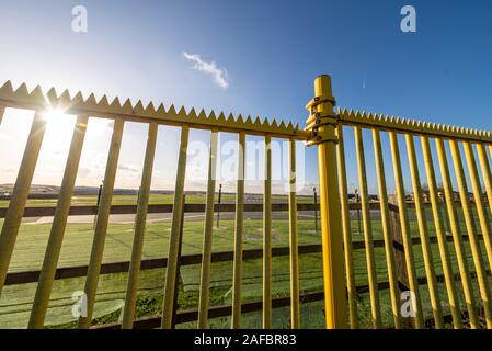 RAF Northolt security fence. Royal Air Force station in South Ruislip, Hillingdon, London, UK. Home to 32 squadron Royal Flight used by VIP passengers Stock Photo