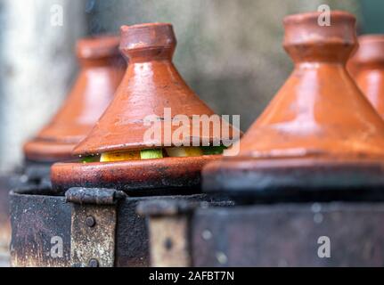 Real Tagine in Street in Morocco, Moroccan Tagine or Tajin Stock Photo