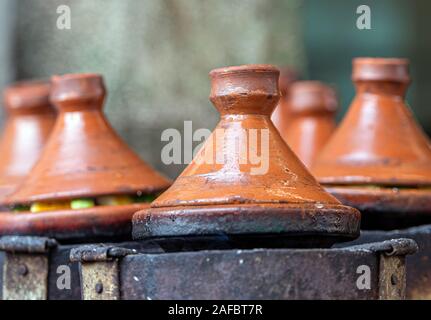 Real Tagine in Street in Morocco, Moroccan Tagine or Tajin Stock Photo