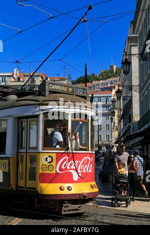 Tram, Praca da Figueira, Lisbon, Portugal Stock Photo