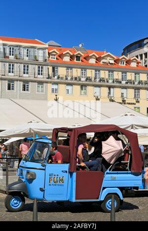 Tuk-tuk taxi, Praca da Figueira, Lisbon, Portugal Stock Photo