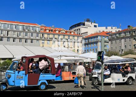 Tuk-tuk taxi, Praca da Figueira, Lisbon, Portugal Stock Photo