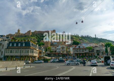 TBILISI GEORGIA 08 AUGUST 2019: Georgia Tbilisi. Summer Cityscapes City Center. Stock Photo