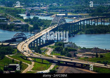 John A. Blatnik Bridge I-535 Saint Louis River Highway Crossing Duluth, MN Stock Photo