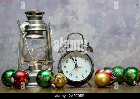 Christmas still life with multi-colored Christmas balls Stock Photo
