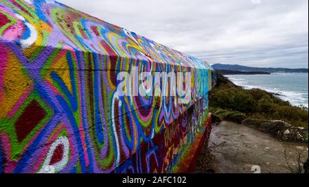 Blockhaus de la Corniche, Coast Bunker, Urugne, Pyrénées-Atlantiques, France Stock Photo