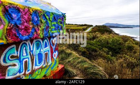 Blockhaus de la Corniche, Coast Bunker, Urugne, Pyrénées-Atlantiques, France Stock Photo