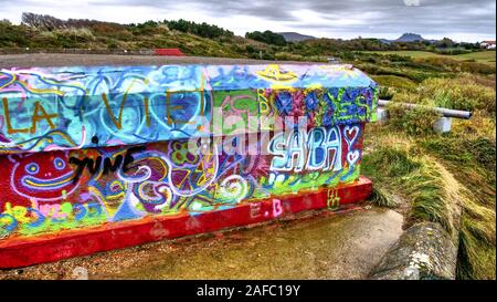 Blockhaus de la Corniche, Coast Bunker, Urugne, Pyrénées-Atlantiques, France Stock Photo