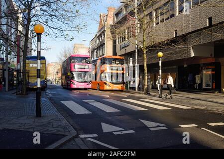 Nottingham,UK.  Nottingham city transport public buses take to the streets of the city from April this year the  Enviro400CBG City Bio- Stock Photo