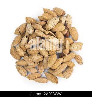 Roasted and salted Almonds (in the shell) isolated on white background Stock Photo