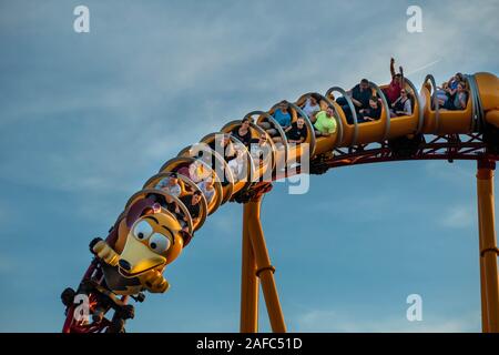 Orlando, Florida. November 27, 2019. People enjoying Slinky Dog Dash rollercoaster at Hollywood Studios Stock Photo