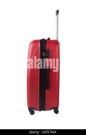 red suitcase isolated on white background