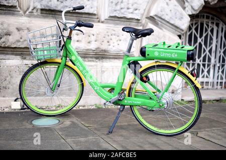 London  UK Dec 12 2019 - Lime-E bike on London street Stock Photo