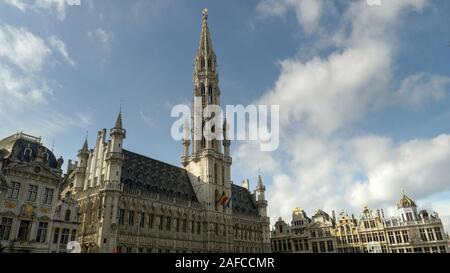 BRUSSELS, BELGIUM - OCTOBER, 13, 2017: hotel de ville in grand place, brussels Stock Photo