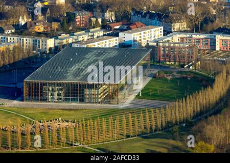 aerial photo, training centre academy Mont-Cenis, solar academy Mont-Cenis, solar roof, hotel, Sodingen, Herne, Ruhr area, North Rhine-Westphalia, Ger Stock Photo
