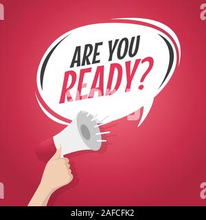 Are you ready retro speech balloon. Stock Vector
