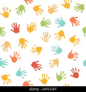 Seamless Pattern. Print of Hands. Stock Vector