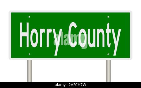 Rendering of a green 3d highway sign for Horry County Stock Photo