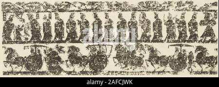 Han Dynasty stone portraits from Jiaxiang county,Shandong province, scene of Confucius and his disciples meet Laozi. (Part of 2AFCJWJ) Stock Photo