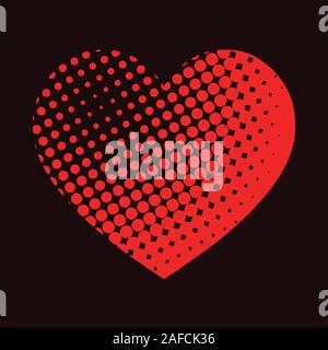 red heart shaped halftone vector illustration Stock Vector