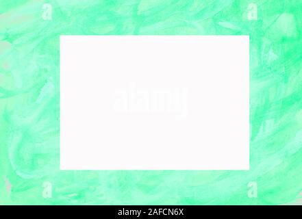 Copy space, space for text in white blank space, green frame painted in watercolor Stock Photo