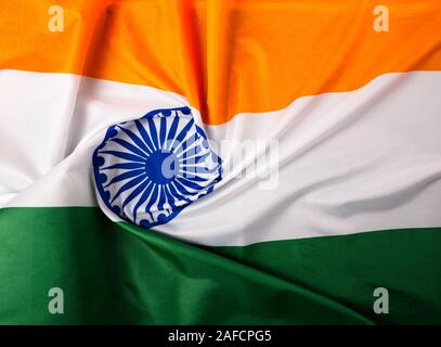 Indian republic day, flat lay top view, Indian flag background with copy space for your text Stock Photo