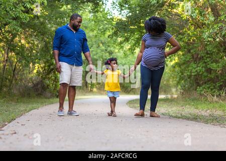 Portrait of a pregnant African American family. Stock Photo