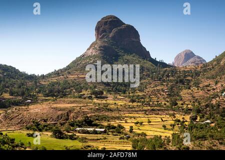 Ethiopia, Tigray, Adwa, dramatic volcanic landscape beside Axum to Adigrat highway Stock Photo