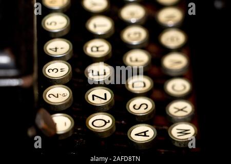 old typewriter rusted and dust covered detail Stock Photo