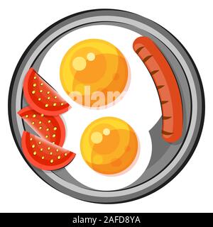 Good Morning Poster Scrambled Eggs On A Plate Illustrations Stock Vector