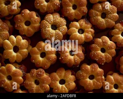 Background sweet biscuit with pineapple jam Stock Photo