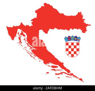 red croatia map with coat of arms Stock Vector