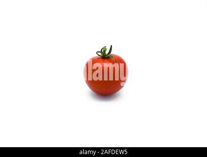 Tomato, one single red tomato isolated on white background Stock Photo