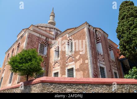 Suleyman Pasha Mosque in the old town of Rhodes city on Rhodes island, Greece Stock Photo