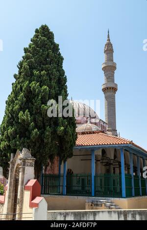 Suleyman Pasha Mosque in the old town of Rhodes city on Rhodes island, Greece Stock Photo