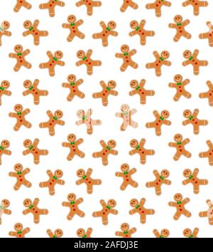 Gingerbread man seamless pattern. Cute vector background for new year's day, Christmas, winter holiday, cooking, new year's eve, Xmas. Cartoon illustr Stock Vector