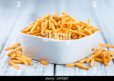 Portion of fried potato sticks (close-up shot; selective focus) Stock Photo