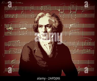 Handwritten Piano Sonata No. 12 in A♭ major, Op. 26, Ludwig van Beethoven, 1770 -1827, German composer Stock Photo