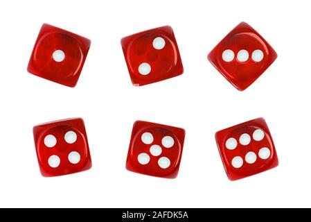 Set of red gambling casino dice isolated on white Stock Photo