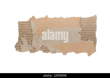 Cardboard torn edge. Piece of paperboard isolated on white Stock Photo