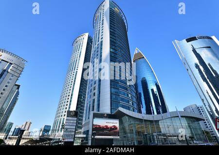 Doha, Qatar - Nov 24. 2019. Alfardan Office Tower WORK and Ministry of Jastice Stock Photo